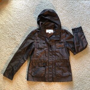 Vintage Weatherproof Garment Co Metallic Chocolate Brown Utility Rain Jacket